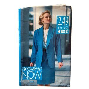 90s Butterick See & Sew 4802 Jacket Top and Skirt Pattern Sizes 12 14 16 UNCUT